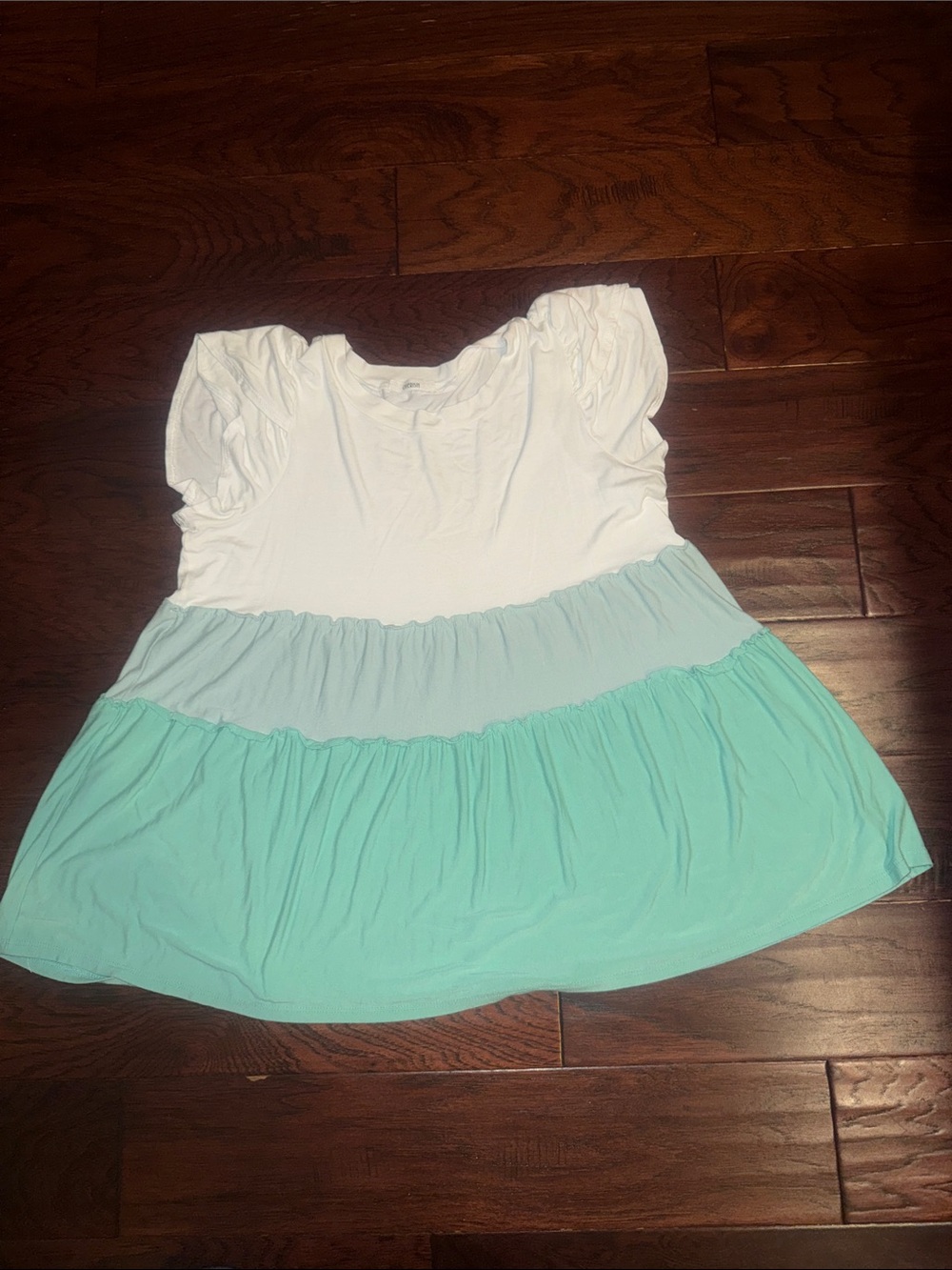 Cherish White, light blue, teal green Baby Doll top women’s